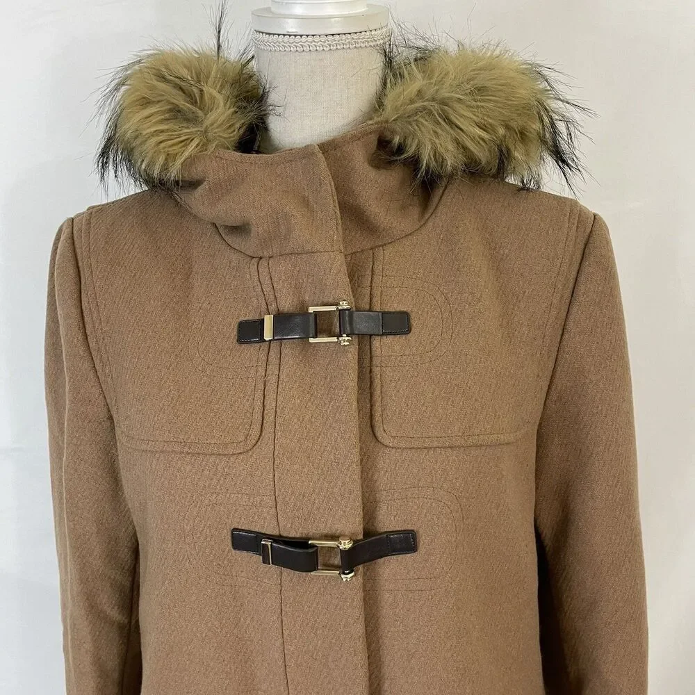 Cole Haan Wool Toggle Duffle Coat Size 12 Signature Hooded Jacket